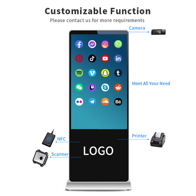 Floor Standing 43 Inch Android Video Lcd Advertising Player Kiosk Vertical Totem Digital Touch Signage Display